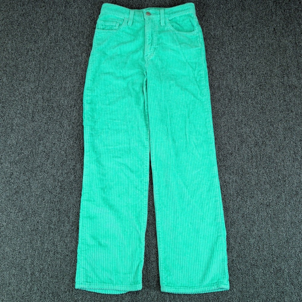 Levis Premium Ribcage Straight Ankle Corduroy Pants Women 24 Mint Green Indie — photo 2